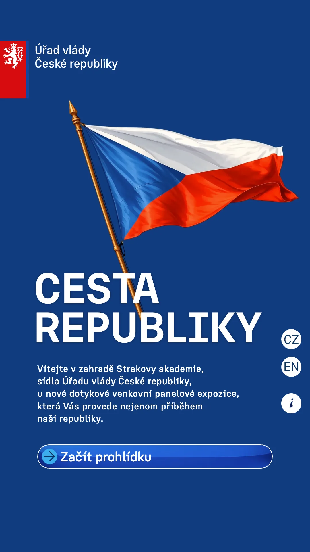 Úvodní obrazovka aplikace Cesta Republiky